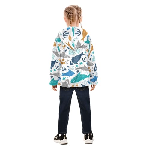 OTVEE Colorful Shark Sea Animals Kids Hoodie Jacket Fall Spring Full Zip Warm Outwear Coat4