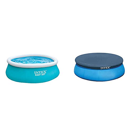 Intex Easy Set Pool - Aufstellpool - Für Kinder, 183cm x 183cm x 51cm & Easy Set Pool Cover - Poolabdeckplane - Ø 244 cm…