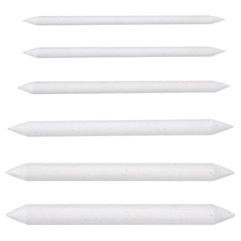 6 Pcs Blending Stump Paper Tortillon Set Double Ended Art Blender Pencil Detail Blending Smudging Shade Blenders Sticks for Drawing DIY Sketch Painting Artist Student Beginner, Assorted Size, White Cover