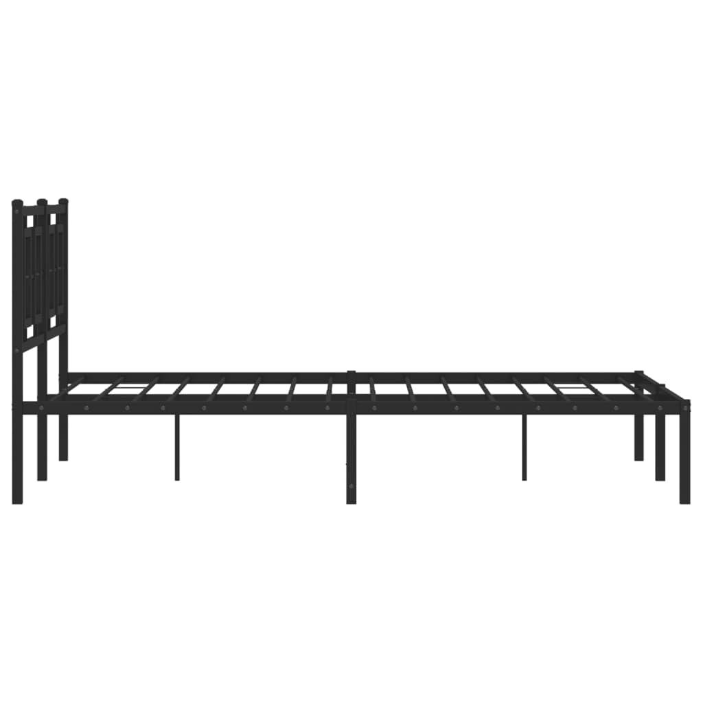 Stalowa malowana proszkowo klasyczna elegancka rama łóżka 140x200 cm czarny | Metalowa rama łóżka z wezgłowiem czarna 140x200 cm, stelaż z listwami, solidna konstrukcja stalowa, miejsce do