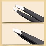 2-Pack Tweezers for Eyebrows, Facial Hair, Ingrown Hair Removal, Slant and Point Tip Tweezer Set for Women and Men, Professional Stainless Steel Precision Eyebrow Plucking Grooming with Case - Black - Image 2