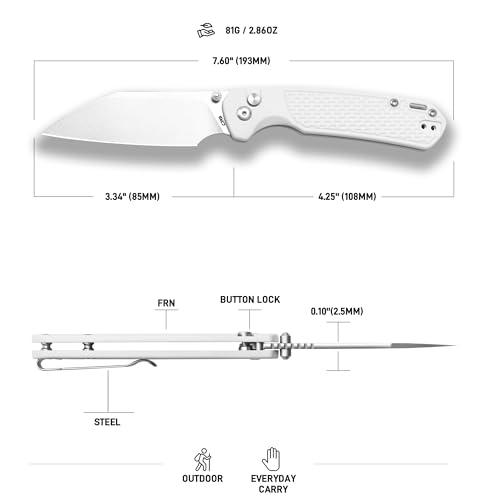 Image of CJRB Pyrite-Light Folding Pocket Knife, 3.34'' S90V Steel Blade, Light Gray