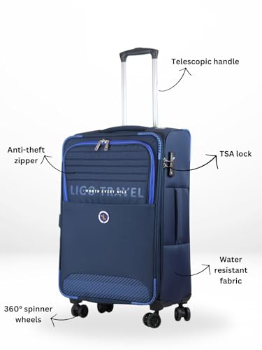 Image of Ligo Ligobags Polyester 8 Wheels 360 Degree Wall Street Soft-Sided Small Cabin Luggage Black Laptop Roller Case |20 Inch Trolley Bag