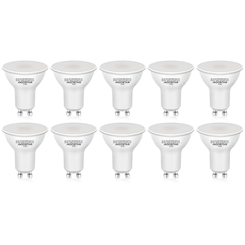 Aigostar GU10 LED Bulbs 10 Pack, 8W Spotlight 640lm Cool White 6500K, 100° Wide Beam Angle (Equivalent to 88W), Non-Dimmable for Ceiling & Recessed Lights