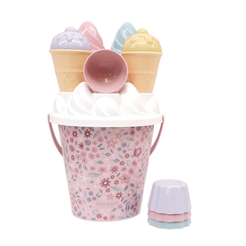Little Dutch Sandspielset Eimer 14-teilig - Eiscreme Eimerset - Sandspielzeug Strandspielzeug Sandkasten - für Mädchen ab 18 Monate - Dreamy Mermaid