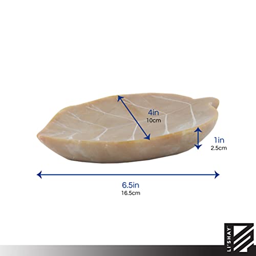 1 Natural Soapstone Pillar Candle Holder Leaf Shape #TOP4