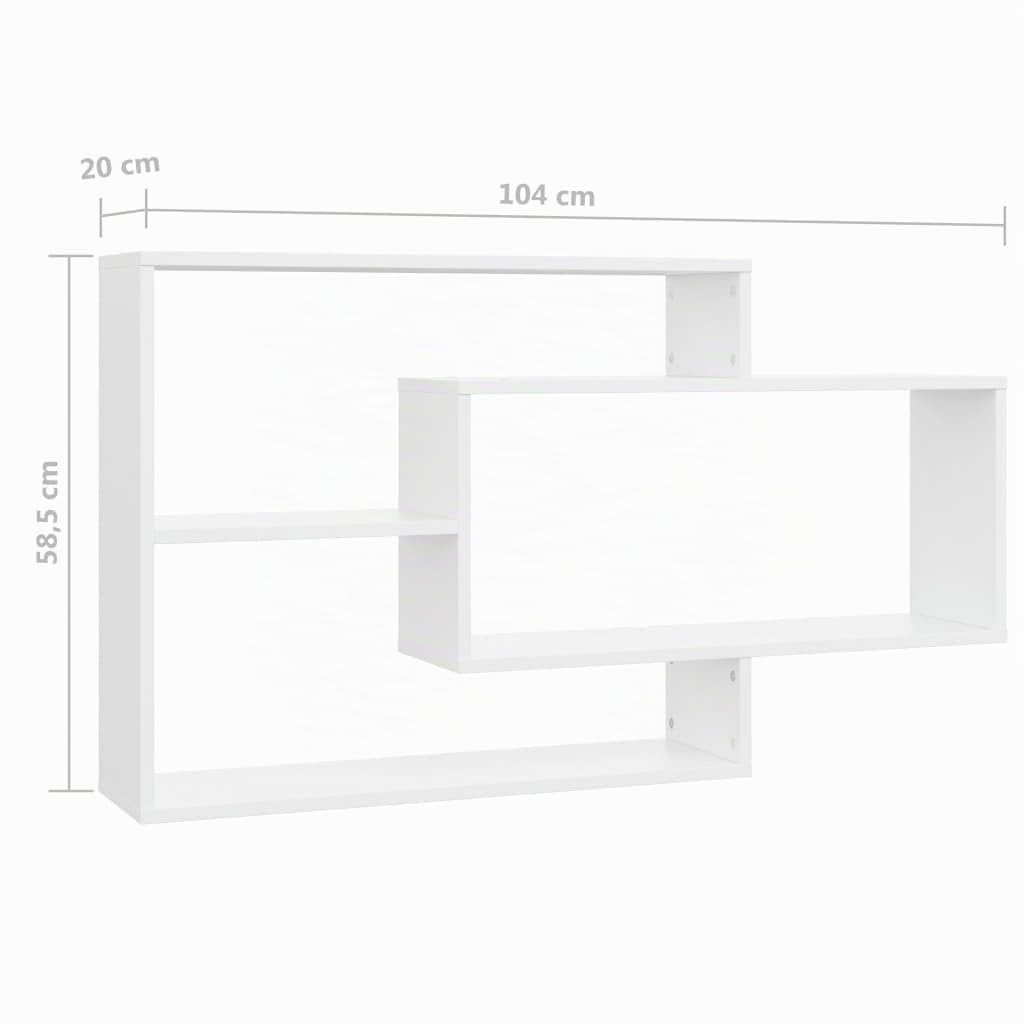 vidaXL Estantes de Pared Contrachapada Mobiliario Decoración Ideal Elegante Práctico Versátil Atractivo Robusto Duradero Resistente Blanco 104x20x58,5