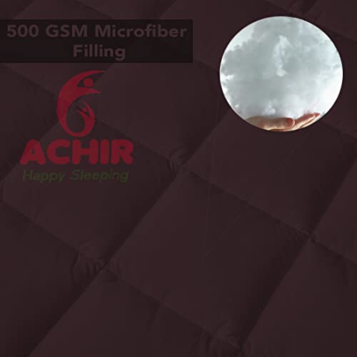 Image of ACHIR 500 GSM Super Soft Polycotton Microfiber Mattress Topper /Padding for Soft and Comfortable Sleep - Wine, (Small Queen, 60 inchX72 inchInch, 5Ft x 6Ft)