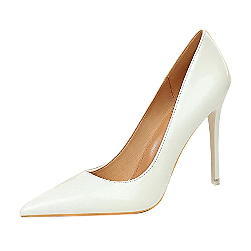 Runxingfu Femmes Haut Talon Chaussures - Dames 10.5cm Stilettos Pointu Orteil Robe Fête Soirée Escarpins Smart Bureau Mariage Slip on Cour Chaussures