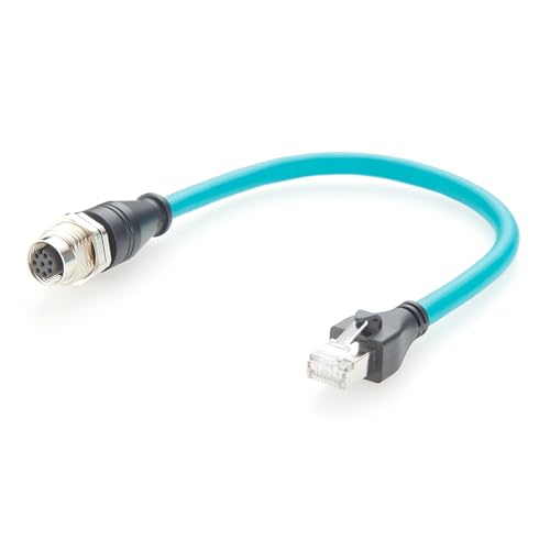 Cable Industrial Ethernet M12 A Code a RJ45 0.3m Cat6a miniatura 1
