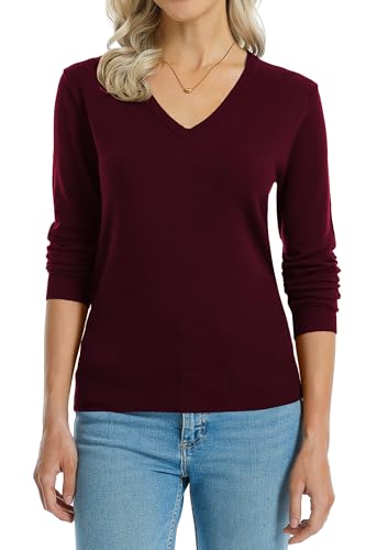 Image of QUALFORT Women's Sweaters Long Sleeve Soft Lightweight Basic Knitted Pullover Sweater