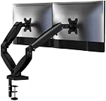 Support de bras de double moniteur ergonomique pour les écrans doubles 20lbs, Ressort à gaz réglable, en mouvement complet, VESA Montage, gestion des câbles, Space Sauver