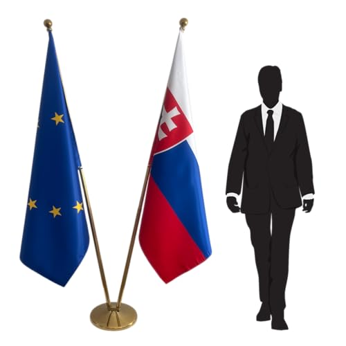 Drapeau Slovaquie et UE : ensemble complet de drapeaux protocolaires