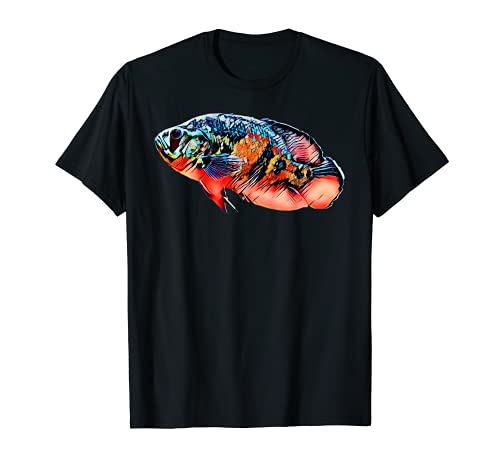 Scary Knight Clothing Tiger Oscar Cichlid Fish T-Shirt, Black