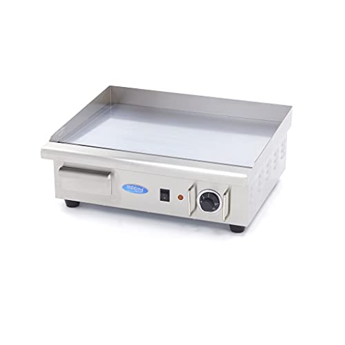 Maxima Plancha gastro - Chromé - Lisse - 55 cm - Avec protection anti-éclaboussures - 3000 W