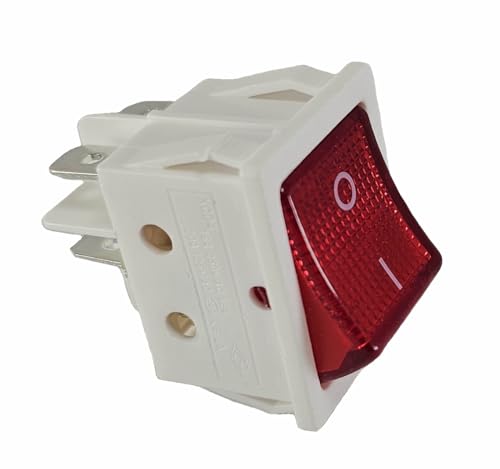Przełącznik kołyskowy biały, 4 piny 16 A 250 VAC 30 x 22 mm czerwony kołyskowy podświetlany