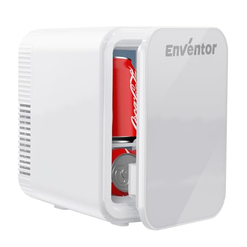 Enventor Nevera Pequeña Portátil 4L (Blanco), Mini Frigorifico con Funciones Frío y Calor, 12V/220V, Mini Nevera para Habitacion, Coche y Casa