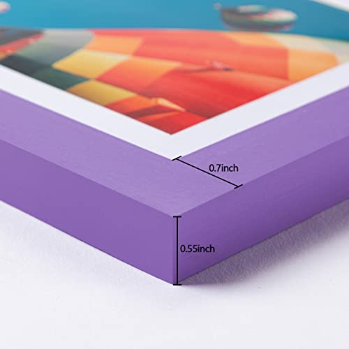 Eletecpro 5X7 Picture Frame Made Of Solid Wood And Hd Glass Colourful Frame Display 4X6 Photo With Mat Or 5X7 Without Mat Home Decor For Wall And Tabletop Pureple 1 Pack #TOP5
