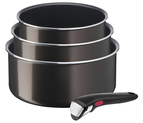 Tefal Ingenio Lot de 3 Casseroles 16/18/20 cm (1,5/2,1/3 L), Poignée amovible, Non induction,...