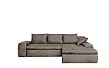 couchgarnitur kaufen Ausstattung: Dank der Bettfunktion verwandeln Sie dieses gepolsterte Ecksofa mit geraffter Rückenlehne und Federkern im Handumdrehen in ein bequemes Schlafsofa mit einer Liegefläche von 230 x 125 cm.