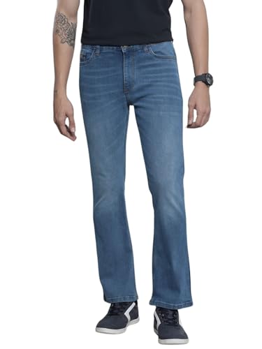 Image of The Indian Garage Co Men Bootcut Solid Mid-Rise Stretchable Jeans
