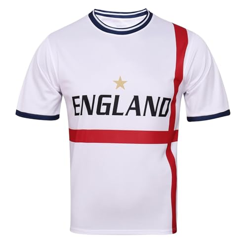 2026 Ropa Deportiva de fútbol for Hombre con Cuello Redondo y diseño de Manga Corta Adecuada for Entrenamiento y Uso Informal.(England,S)