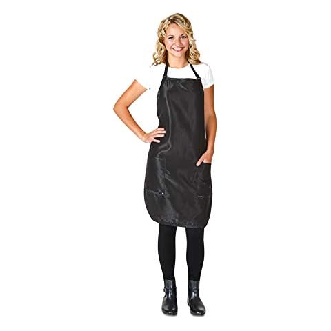 Betty Dain Luminous Salon Stylist Apron, Classic Design, Bottom Zipper Pockets, Adjustable Neck Strap, Lightweight, Water-Resistant Poly Nylon Blend Repels Hair, Easy Care, Black Cover
