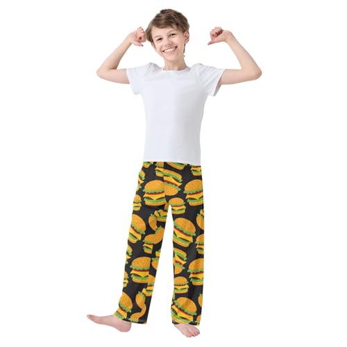 ZZKKO Hamburger Black Boys Pants for Kids Jogger Pants with Pockets S-XL2