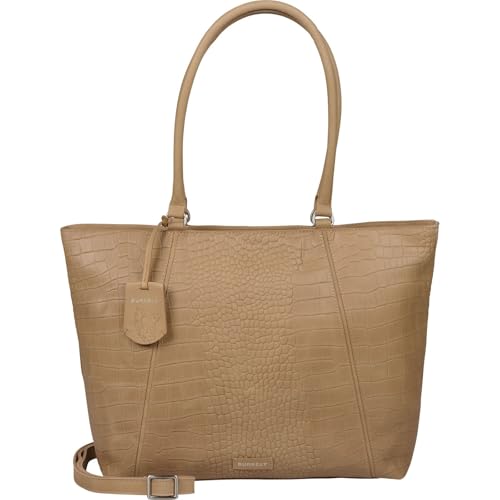 Burkely Cool Colbie Wide Tote 15,6' natural nude, bolso de cuero con acabado exclusivo