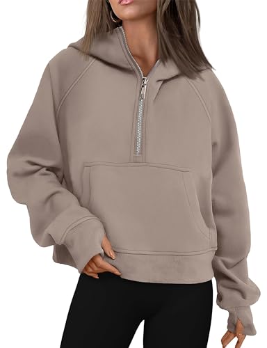 Timuspo Hoody Damen mit Kapuze Sweatshirt Kurz Half Zip Fleece Hoodie...