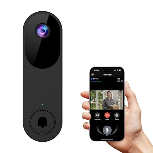 ZEOINE Doorbell Video Camera Wireless with Chime, Live View, Night Vision, 2-Way Audio, Battery Powered doorbell Camera, Optional Cloud Storage, 2.4GHz Wi-Fi Only