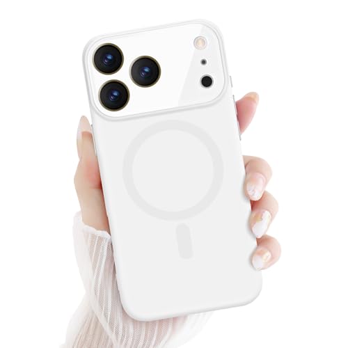 Newseego for iPhone 17 Pro Magnetic Case, Cute Soft Liquid Silicone Case for Women Girls Men Anti-Scratch Anti-Drop Shockproof Bumper Full Camera Lens Protection Cover for iPhone 17 Pro-White