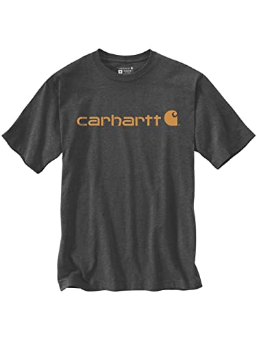 Carhartt, Herren, Lockeres, schweres, kurzärmliges T-Shirt mit Logo-Grafik, Anthrazit meliert, XXL