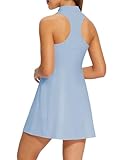 Baleaf Womens Golf Dress Sleeveless Tennis Dresses With Built In Shorts Pockets Racerback Workout Athletic Light Blue M