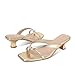 MICIFA Kitten Heel Sandals for Women Low Heels Flip Flop Fashion Strappy Mule Heels Rounded Open Toe Casual Slides Heeled Thong Sandals Women