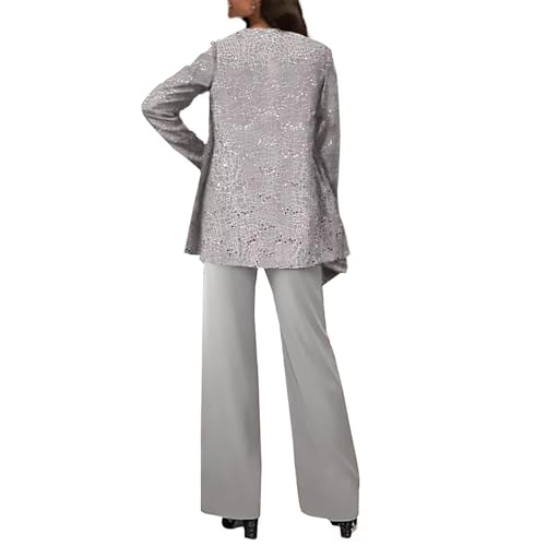 Women's Mother of The Bride Pant Suits for Wedding 3 Pieces Lace Formal Outfit with Jacket PS0154