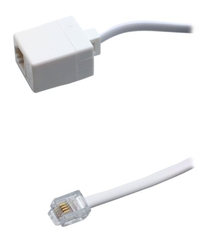 Leviton C2406-25W 25-Foot Flat wire Modular Phone Line Extension Cord, White