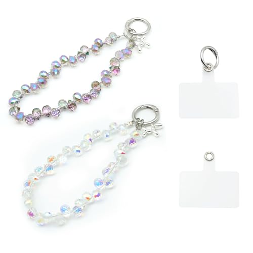 VOSSOT 2 PCS Handykette kurz Handgelenk Handyanhänger Perlen,...