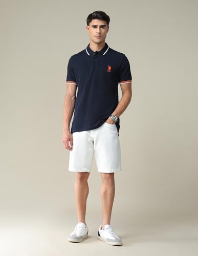 Image of U.S. POLO ASSN. Solid Slim Fit Polo T Shirts for Men - 100% Cotton, Half Sleeves Mens Tshirt