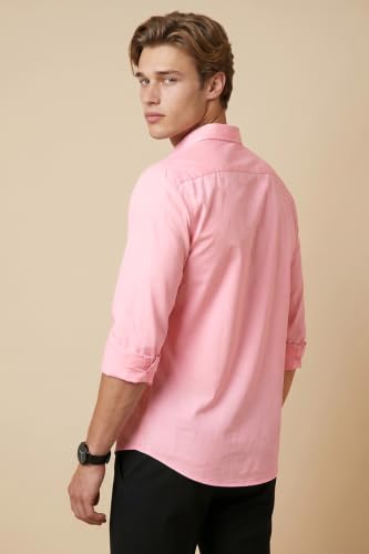 Image of Peter England Men's Slim Fit Full Sleeve Casual Shirt in Twill Weave Cotton