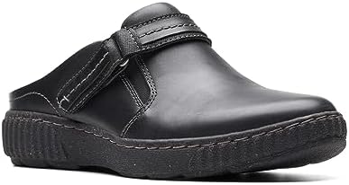 Clarks Women's Caroline May Clog, Black Leather, 6 | Image 3