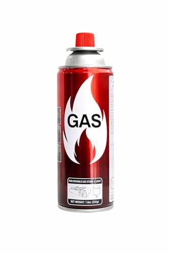 Butane Gas Cartridges 220g Universal Portable Refill Canisters for Camping Stoves BBQ Outdoor Cooking Heater and Torch (1)