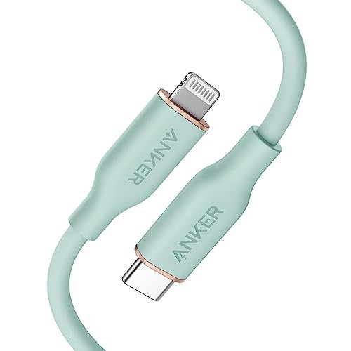 Anker PowerLine III Flow, Cavo daUSB-C a Lightning PD, Compatibile con iPhone 13/13 Pro Max/12/11 Pro/X/XS/XR/8 Plus, AirPods Pro, 90cm, Attestato, Gel di silice (in Mintgrün) 90cm Green