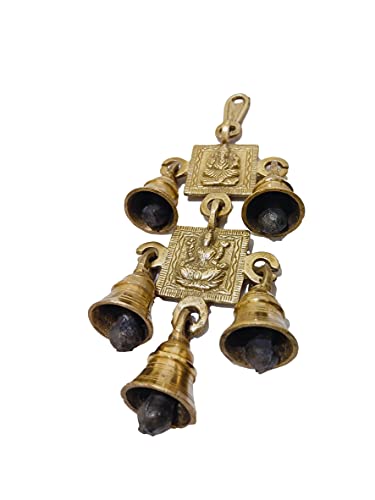 Athizay Brass Hanging Subh Labh Door Decor Wall Sculpture Ganesh Laxmi Saraswati Hangings With Bells (Laxmi Ganesha Hanging 21 Cm) #TOP1
