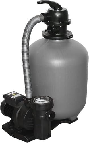 ESPA LEADER Equipo de Filtración Bomba de Agua y Filtro Compact 450, para Piscinas hasta 96 m³, Carga de Arena 75 kg, Compatible con Agua Salada, Válvula 6 Posiciones, Manómetro y Purga de Aire