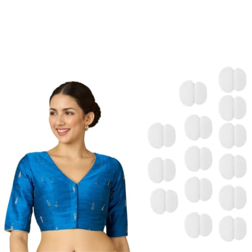 Image of Studio Shringaar Women's Handloom Cotton Silk Readymade Saree Blouse with Underarm Sweat Pads (Pack of 14 Pads)