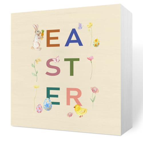 Rustic-Easter-Bunny-Egg-Decorations-Spring-Butterfly-Flower-Home-Office-Desk-Decor-Cute-Wood-Box-Sign-Farmhouse-Cubicle-Bookshelf-Table-Wall-Art-Decor-5-X-5-Inch Rustic Easter Bunny Egg Decorations Spring Butterfly Flower Home Office Desk Decor Cute Wood Box Sign Farmhouse Cubicle Bookshelf Table Wall Art Decor 5 X 5 Inch