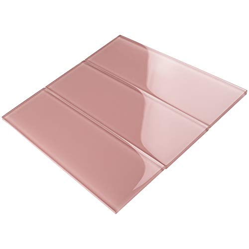 Tile Generation TCSBG-14 4x12 Pink Glass Subway Tile - Kitchen