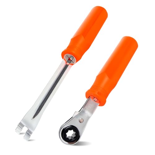 BARTOO 2PCS Automatic Slack Adjuster Tools 5/16 Double Square Ratcheting Wrench & Fork End Release Tool Brake Adjustment Tool for Semi Truck Heavy Duty Truck Trailers