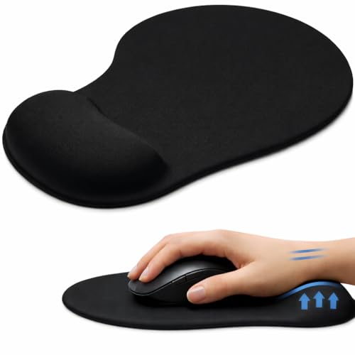 Mouse Pad Ergonômico Apoio de Punho Gel Antiderrapante Tecido Premium Preto